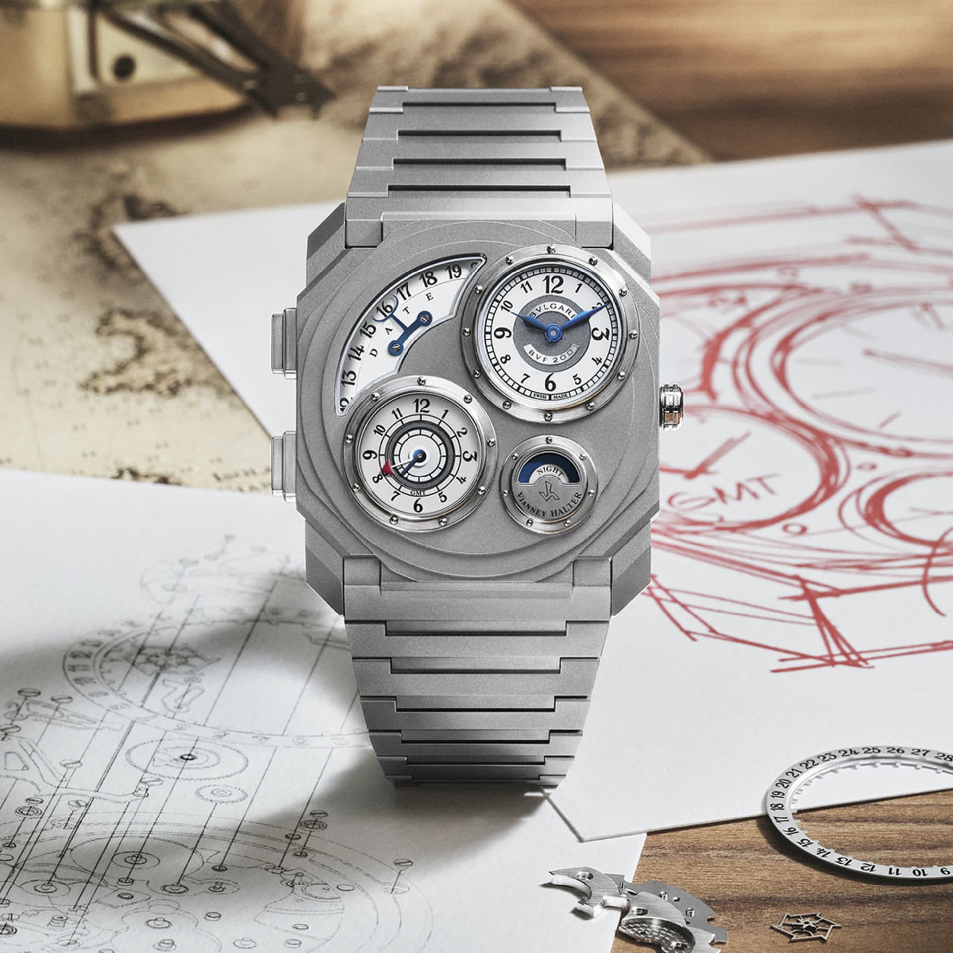 Bulgari and Vianney Halter Put a Four-Dial Dual Time in the Octo Finissimo: Fewer Than 50 Pieces, from CHF 70,000